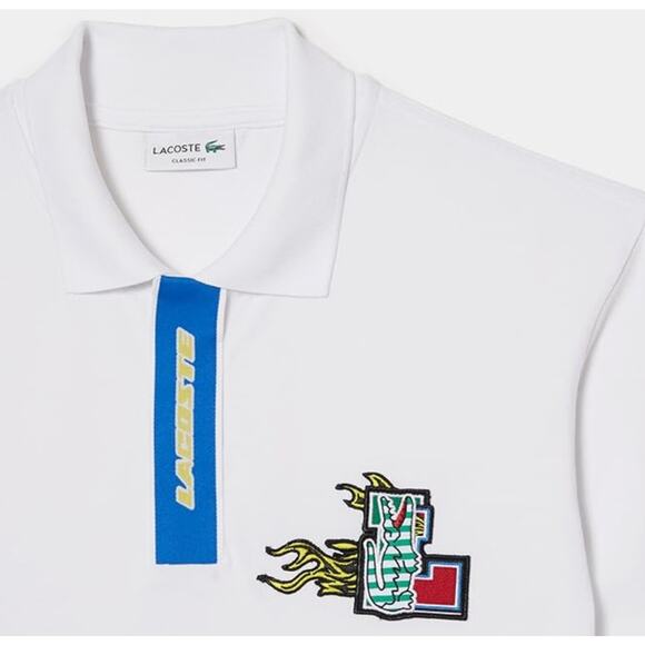 Lacoste Men's Contrast Placket and Crocodile Badge Polo White 2XL